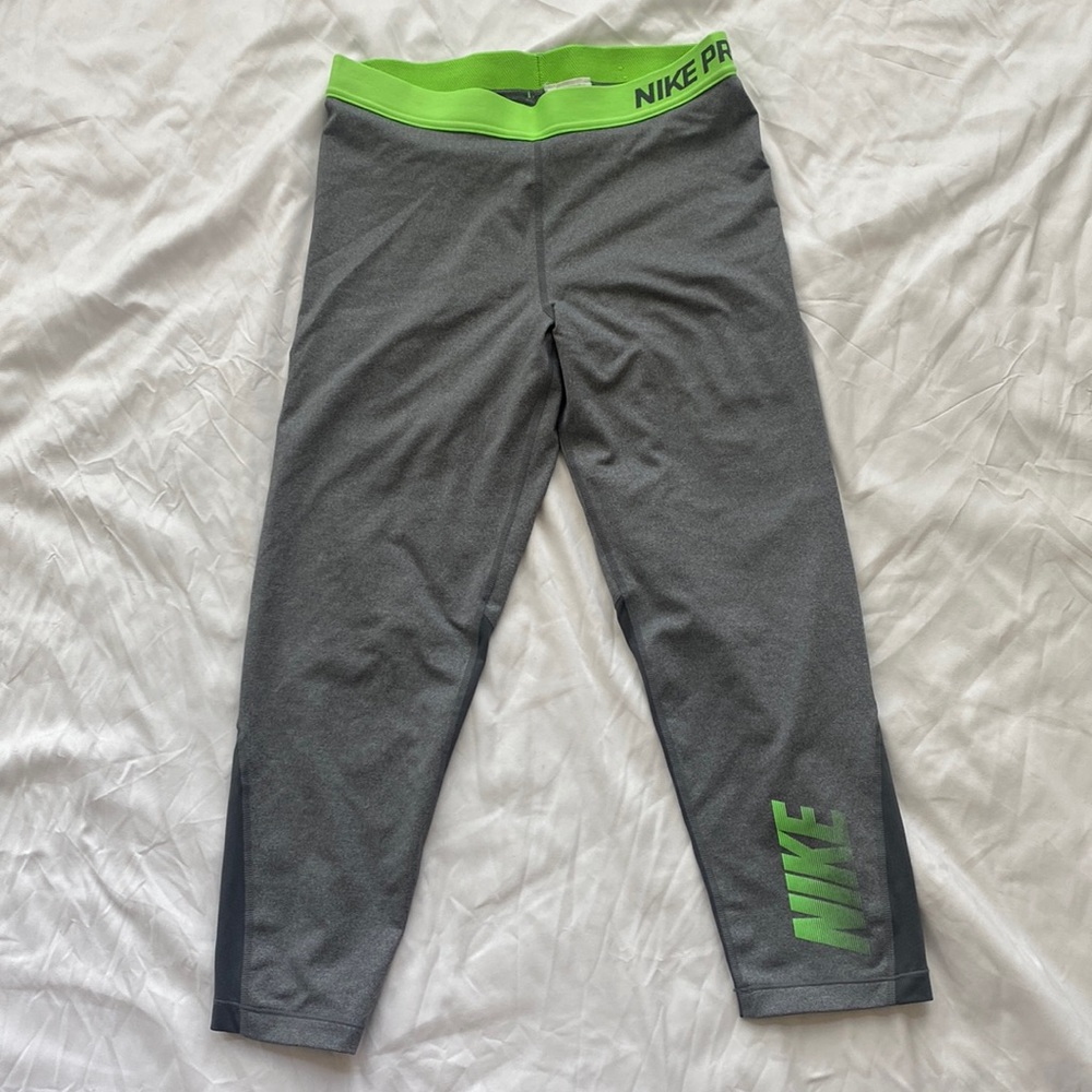 Nike Leggings - L - grey & lime green
